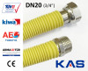 Подводка сильфонная с полимерным ПВХ-покрытием, DN20, 3/4", L=0,30-0,60 м, г/ш, KAS (Турция). Продукция сертифицирована